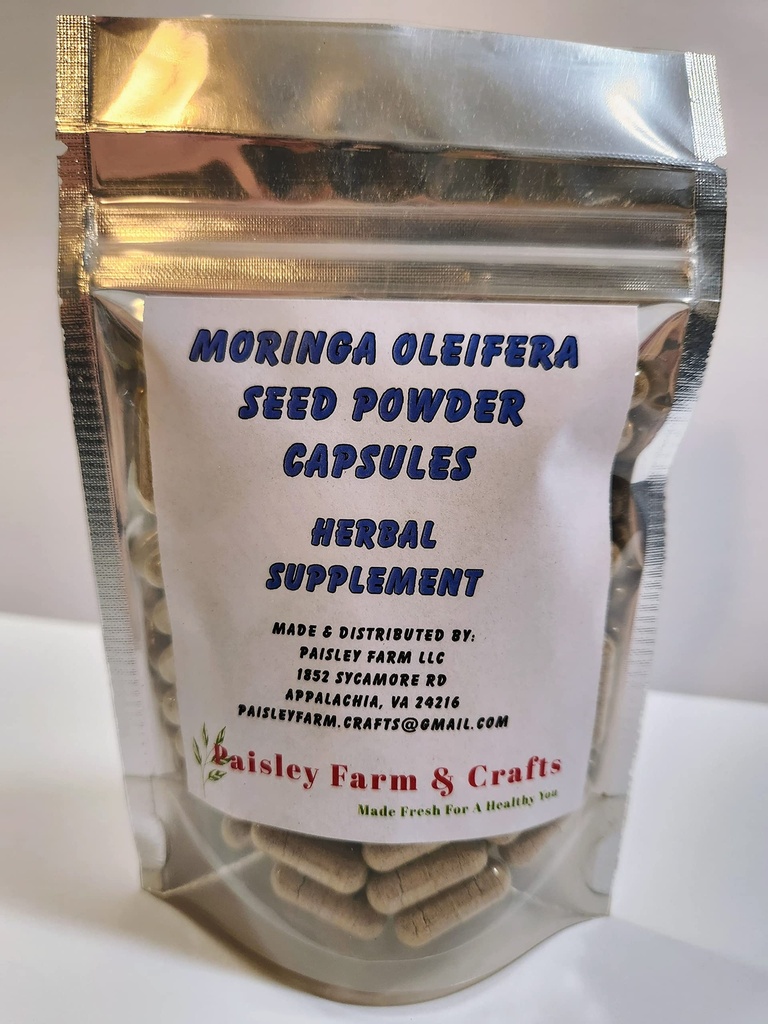 Moringa Oleifera Malunggay Capsule cu pulbere de semințe - Non OMG - All Natural Herbal Supplement(100)
