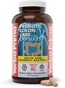 Capsulele de îngrijire a colonului prebiotic Yerba Prima, 400 Caps - Cinci forme de fibre Plus prebiotice FOS - Supliment alimentar pentru sănătate - Fibre solubile și sănătoase pentru regularitate și suport digestiv