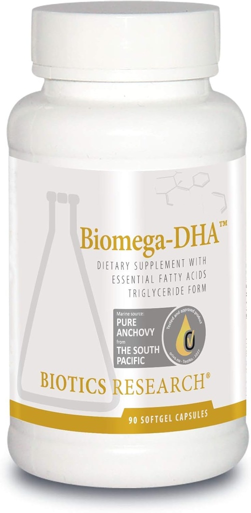 Biotice de cercetare Biomega DHA ulei de pește, 600 mg DHA, sprijină învățare și memorie, vitamine fetale creier, 90 capsule Softgel