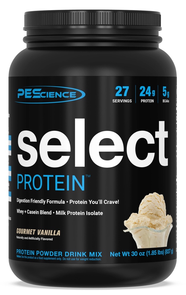 Pescience Select Pudră de proteine, Whey și Casein Blend, Pulbere de proteine curate pentru femei și bărbați, Calorie scăzut, Carb scăzut, Keto Friendly, Gluten gratuit - Vanilie gourmet - 27 Serviri