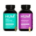HUM Full Skin and Ficat Health Supplement from Nutrition, Wingman and Daily Cleanse A Green Detox & Milk Thistle for Skin Care Support and Ficat Health, 2 Pack Bundle, 60 Vegan Capsule