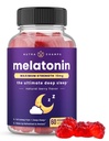 NutraChamps Melatonin Gummies pentru adulți, Extra Putere Ajutor de somn Vitamine, 5mg sau 10mg Doza, Vegan naturale aroma de capsuni Supliment pentru somn mai bun, Cicluri de somn sanatos, 60 Gume