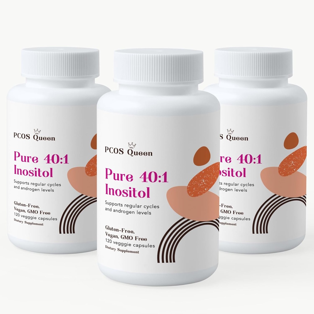 Pur 40:1 Inozitol - Myo + D-Chiro Inositol Supliment - pentru femei cu fertilitate, piele, & Menstrual Ciclu Nevoi - 3 sticle
