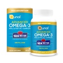 Qunol Advanced Omega 3 Krill and Fish Oil Complex, 10x Better Biodisponibility, One Pill Dose, 250mg EPA & DHA, Supports Brain, Eye, Heart and Joint Health, 60 Count (Pack of 1)
