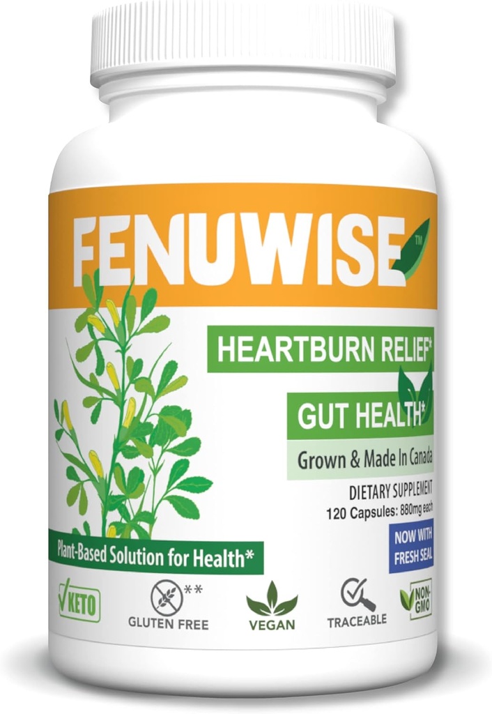 Natural Fenugreek Fiber Capsule Supliment pentru Relief Acid - Premium Vegan Supliment Dietar Suporting Digestive Health, 120 Conte