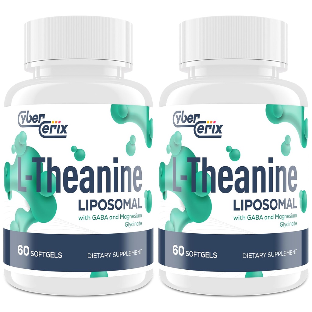 Liposomal L-Teanină 500mg, Complex cu GABA 200mg & Magneziu 100mg, Supliment suplimentar de putere pentru calm, relaxare şi concentrare, Gluten gratuit - 120 capsule