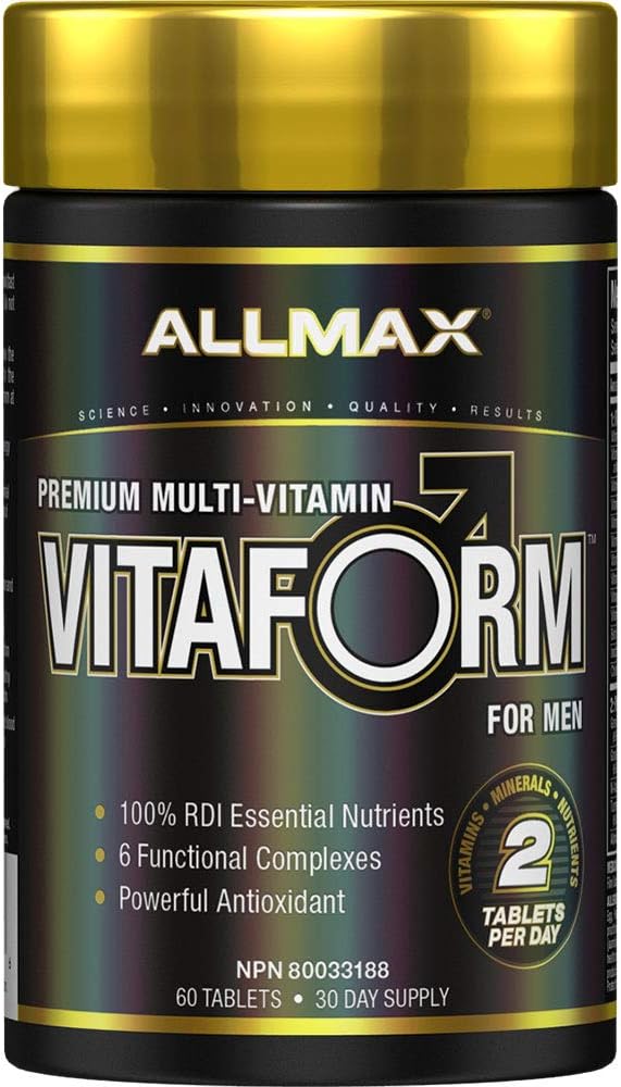 ALLMAX VITAFORM - 60 comprimate - Multivitamine premium pentru bărbaţi - şase complexe funcţionale + vitamina C, D3 & zinc - 30 Servings