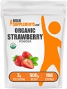 BulkSupplements.com Pudră organică de căpșuni - Pulbere de fructe din căpșuni organice - fără zahăr adăugat & Gluten gratuit, 3g per Serving, 500g (1.1 lbs) (Pachet de 1)