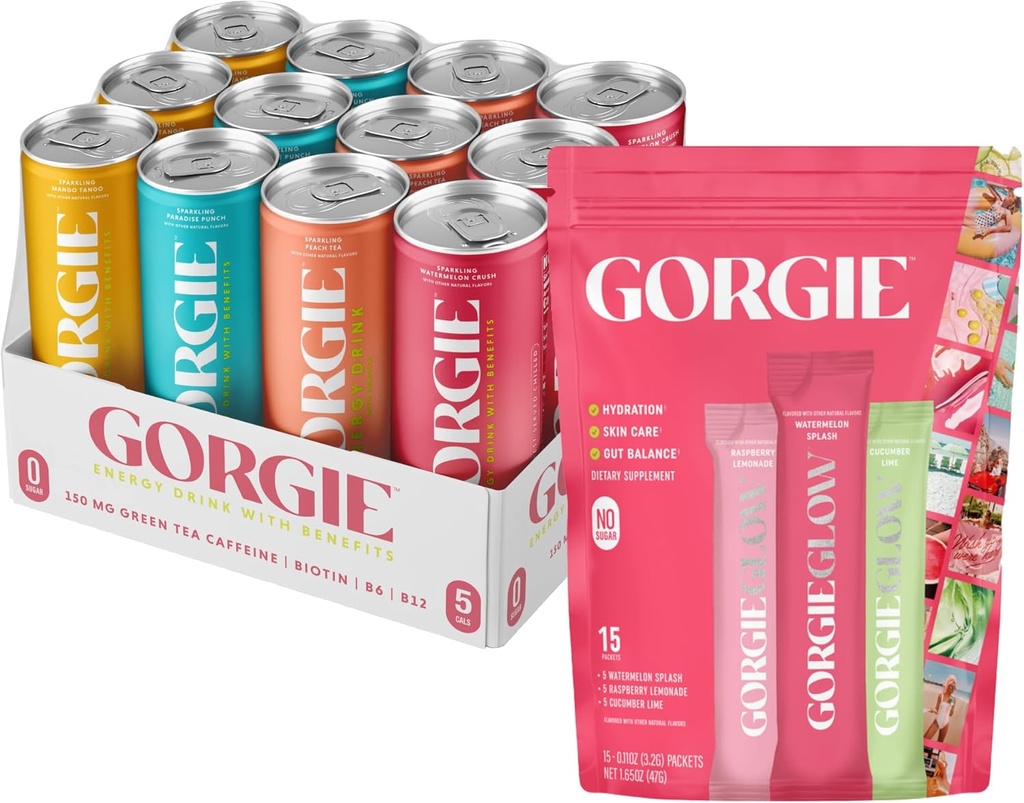 GORGIE Varietate, Sugar-Free Natural Energy Drink and Glow Variety Pack 15, Electrolyte Powder Healthy Drink Mix