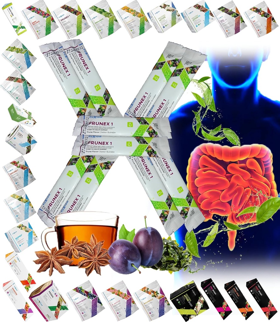 All Natural Detox Cleanse Instant Tea Mix Prune & Plum w. Fiber & Inulin for Optimal Intestinal Transit by FuXion Prunex 1 (10 Sachete)