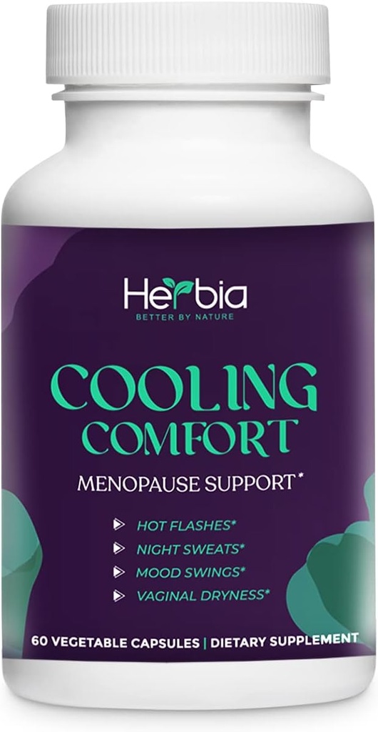 Menopauza naturala si Suplimentul PMS - Echilibru hormonal, Formula Herbal-Free Estrogen Relief natural pentru transpiratii de noapte, Swings si uscatura vaginale- Made in The USA 60 Capsule
