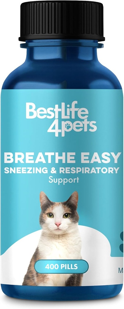 Cat Confort respirator Supliment - respirație naturală Easy Feline Suport pentru toate anotimpurile, Tuse, Ocazional Stuffiness Nasal și Strănut - 400 Odorless, Easy-to-Administer Pastile fără gust