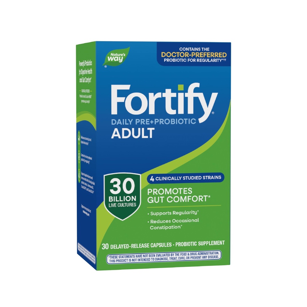 Natura's Way Fortify Daily Pre+Probiotic Adult 30 Miliarde, Probiotice pentru Suport Imun și Digestive Sănătate*, 30 Miliarde culturi vii, 30 Capsule