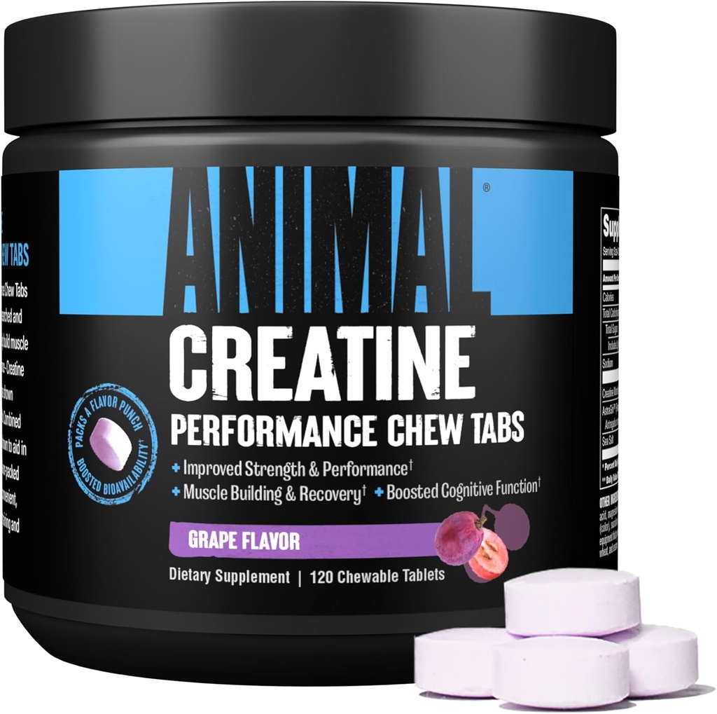 Animal Omega Omega 3 & 6 Supliment cu Creatine Chews tablete îmbunătățit cu AstraGin 30 zile ambalaj