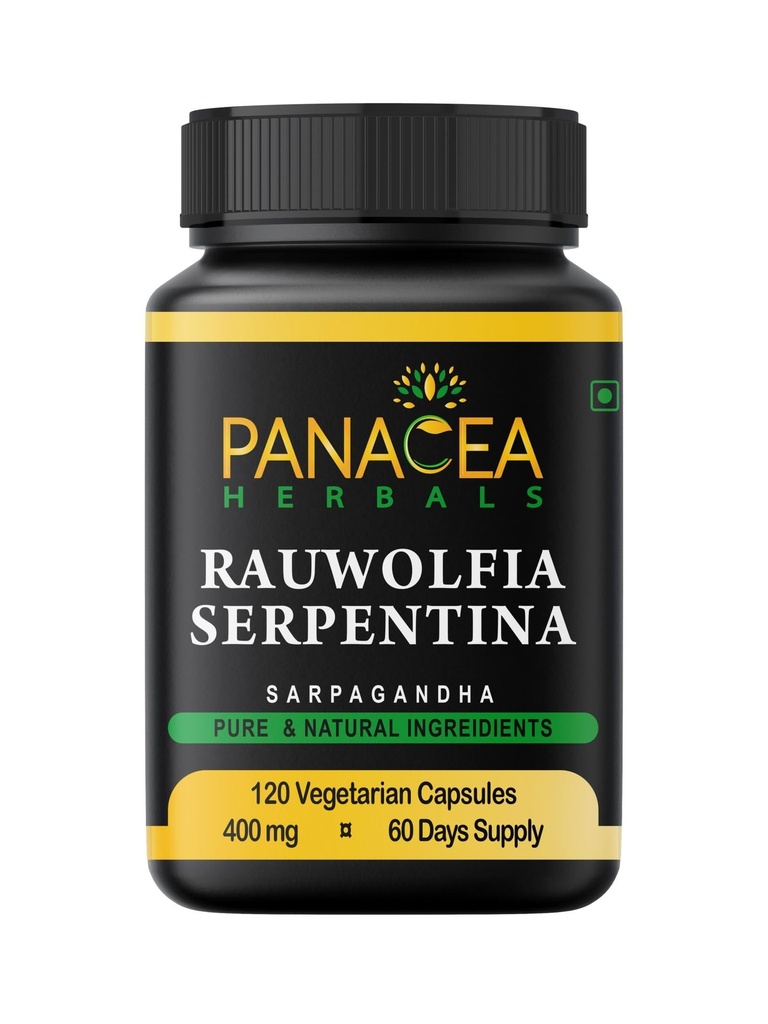 Panacea Herbals Rauwolfia Serpentina Capsules (120 Conte 400mg Veg Caps) Saragandha Vati, Indian Snakeroot Supplement