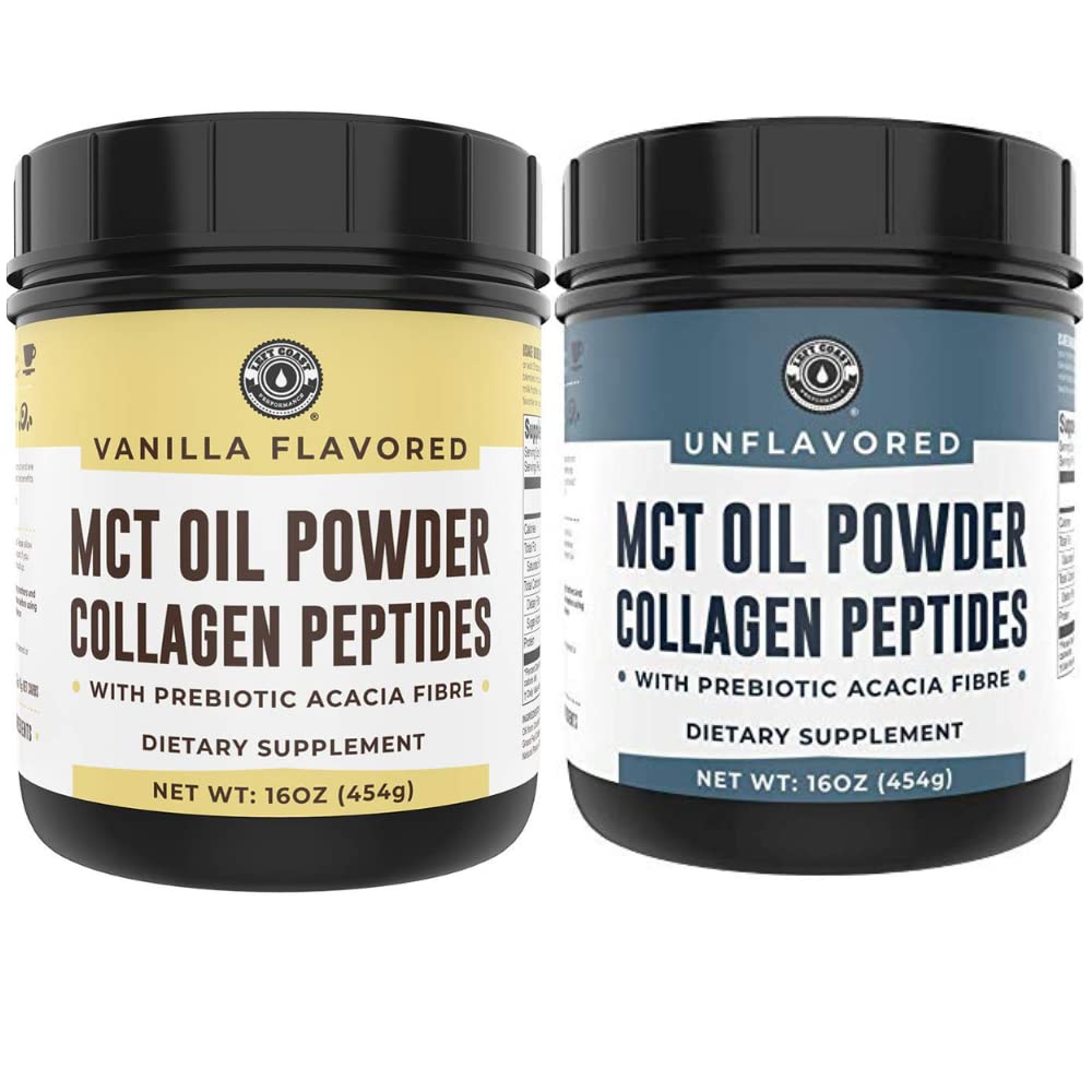 Spectacolul de pe coasta stângă Keto Vanilla MCT Pulbere Colagen și Keto fără aromă MCT Colagen pulbere