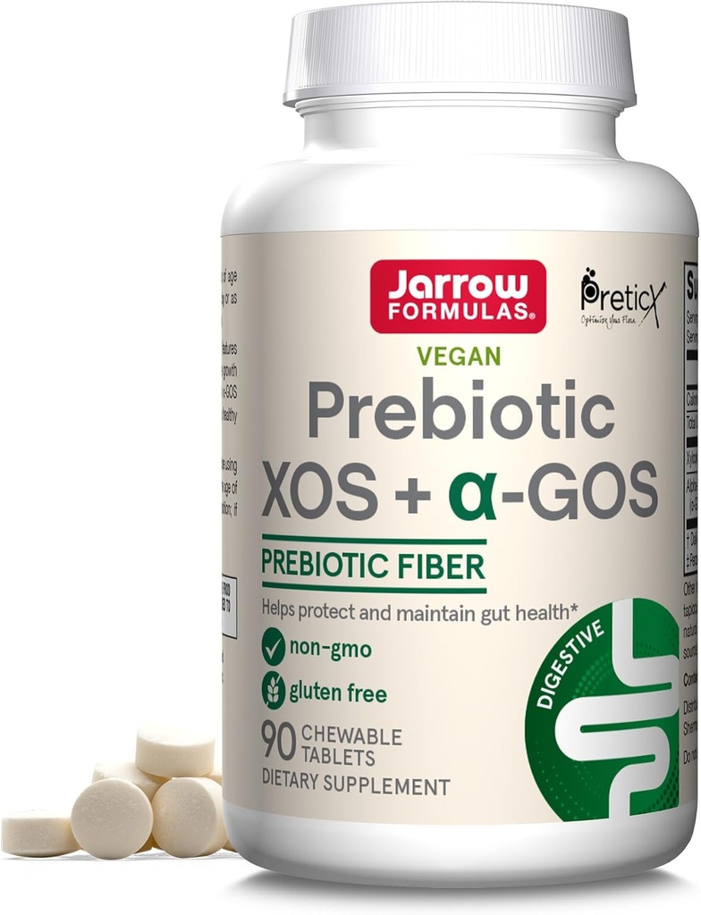 Jarrow Formulas Prebiotic XOS + GOS - Fiber Complex Supliment - 90 Tablete masticabile - Enriches & Nourishes Gut Microbiome - Sustine cresterea bacteriilor benefice - 30 Serviri