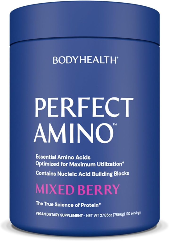 BodyHealth Perfect Amino Powder - BCAA și EAA pulbere pentru antrenament Pre și Post - Amino Acid Energy Drink pentru bărbați și femei pentru a sprijini Lean musculare și de recuperare - Berry mixt - 120 Serviri