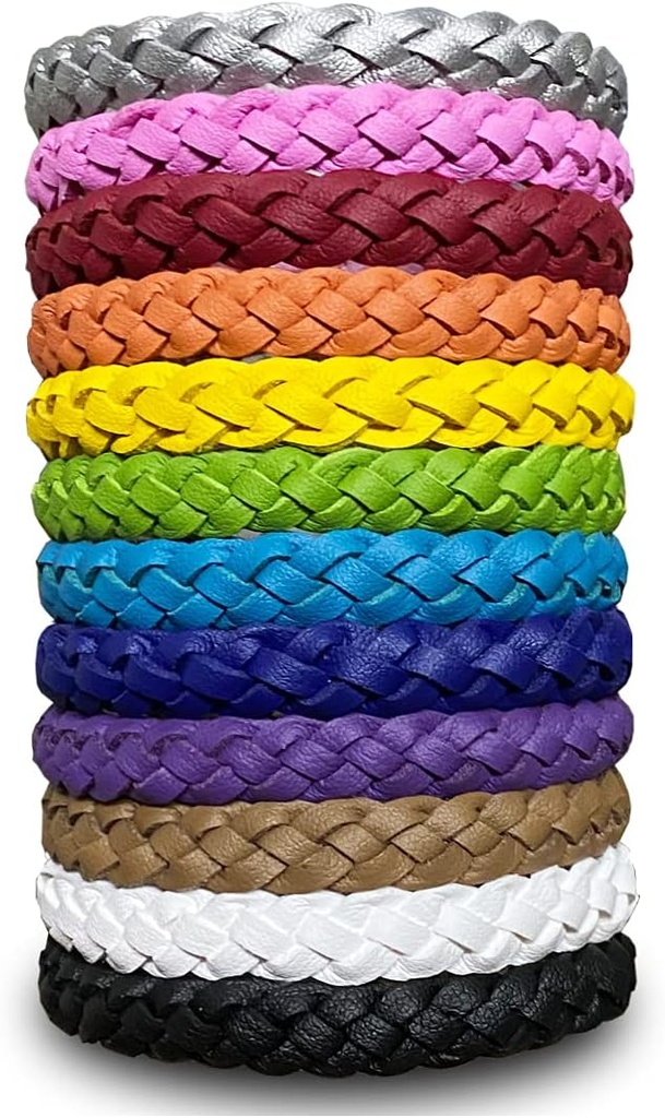 12 ambalaj țânțari replicante brățări, culoare solidă individuale înfăşurate piele Insectă & Bug Bande replicante Wrist pentru copii și adulți Camping în aer liber de pescuit călătorie