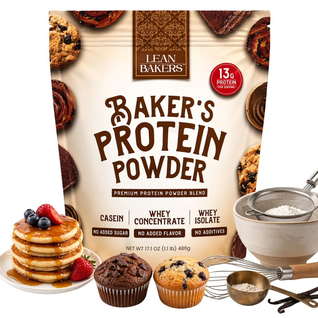 Pulbere de proteine Baker Blend Proteina naturala pura, Whey Izolat, Whey Concentrat, Casein, Gluten gratuit, fără îndulcitori, Nearomat, 17.1 oz, pentru coacerea de proteine ridicate Snacks Calorie scăzut