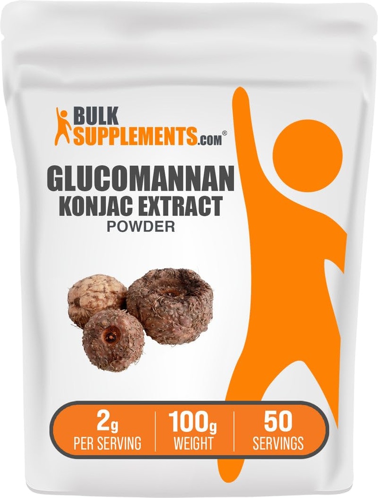 BulkSupplements.com Pulbere Glucomannan - de la Konjac Root Extract pulbere, Glucomannan Suplimente - Gluten gratuit, 2g per Serving, 100g (3.5 oz) (Pachet de 1)