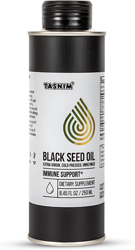 100% Etiopian BlackSeed ulei 8.45 Oz - Cold presat ulei de semințe negru pentru suport imunitar, Potență mare 5,7% - 21% Thymochinonă piele, Hair & Overll Sănătate - Nerafinat negru chimen ulei de semințe - Gluten gratuit
