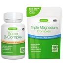 Super B- Complex 180 comprimate + Triple Complex de magneziu 180 comprimate Vegan Bundle, metilat de eliberare B Complex + absorbţie mare Glicinat de magneziu Chelated, Taurate & Citrate, de Igennus
