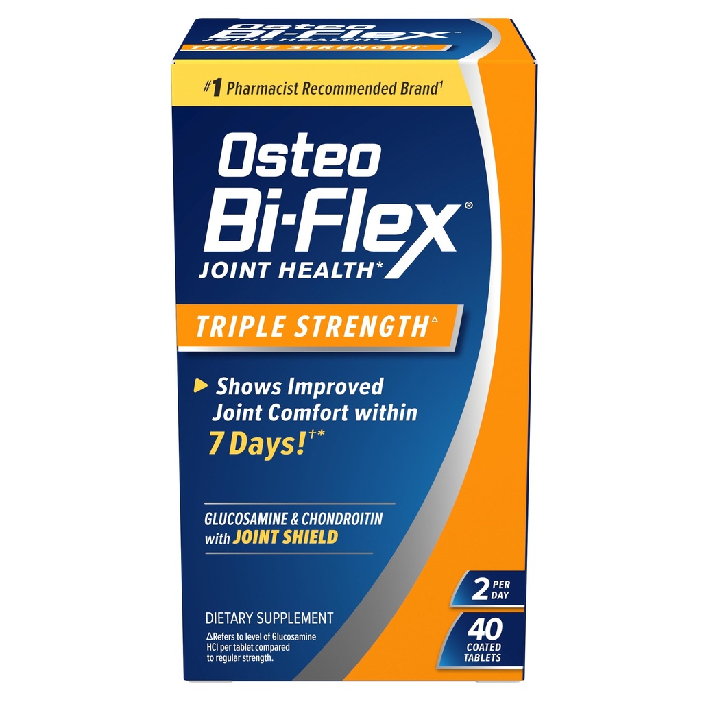 Osteo Bi-Flex Triple Putere (5), Glucosamină Chondroitin cu vitamina C supliment comun de sănătate, comprimate filmate, 40 Conte