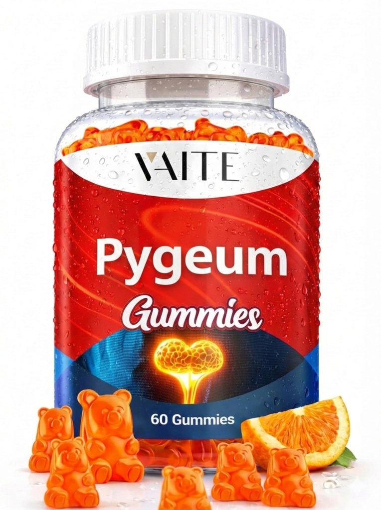 Pygeum Supplement Gummies 500mg - Vegan Chewables cu extract de scoarță de Africanum, Suplimente pe bază de plante pentru bărbați, non-GMO Gluten-Free, Sugar-Free, Gelatină-Free, 60 Chews Gummy