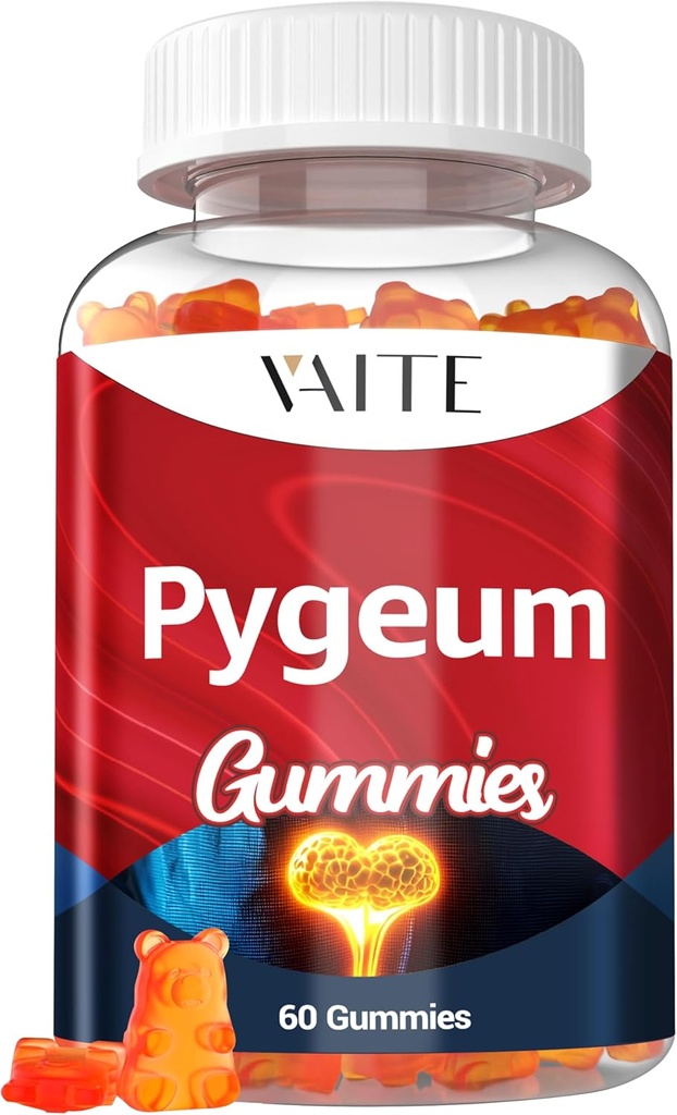 Pygeum Supplement Gummies 500mg - Vegan Chewables cu extract de scoarță de Africanum, Suplimente pe bază de plante pentru bărbați, non-GMO Gluten-Free, Sugar-Free, Gelatină-Free, 60 Chews Gummy