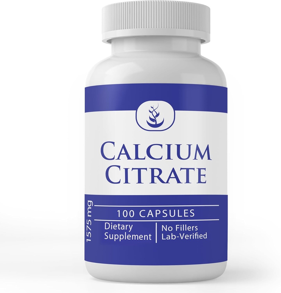 Ingrediente originale pure Citrat de calciu (100 capsule), întotdeauna pură, fără aditivi sau fillers, Lab verificat