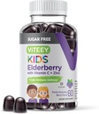 Viteey Sambucus Gummies elderberry pentru copii - Sugar Free - Suplimente de suport imun cu vitamina C & Zinc, [3-1 Booster imun] Vegan, Gelatină gratuit, Gluten gratuit - Tasty Chewable Berry aromat