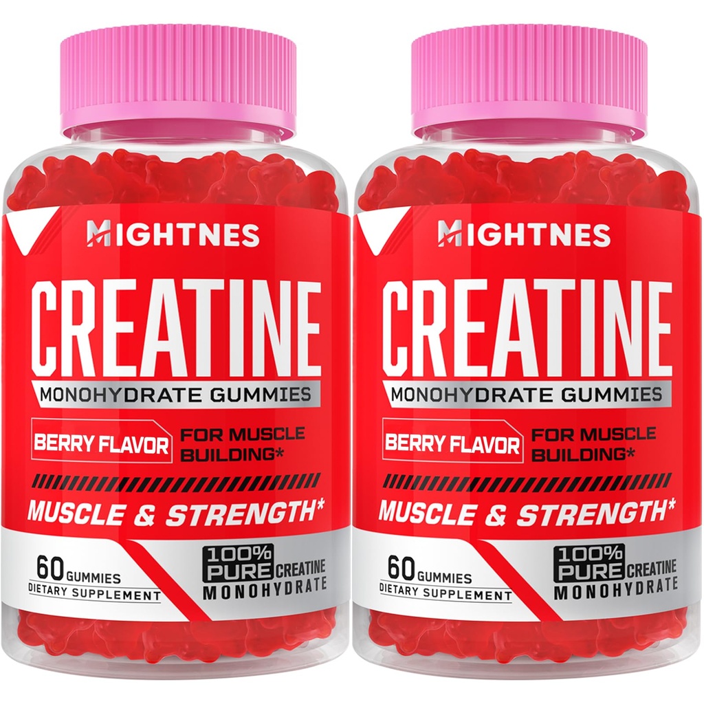 Creatine Monohidrat Gummies for Men & Women - Creatine Pre-Gummies pre-workout cu Taurina & Vitamina B6 B12 pentru putere maxima, Muscle, Energy, Endurance & Focus, Organic, Vegan - 120 Conte