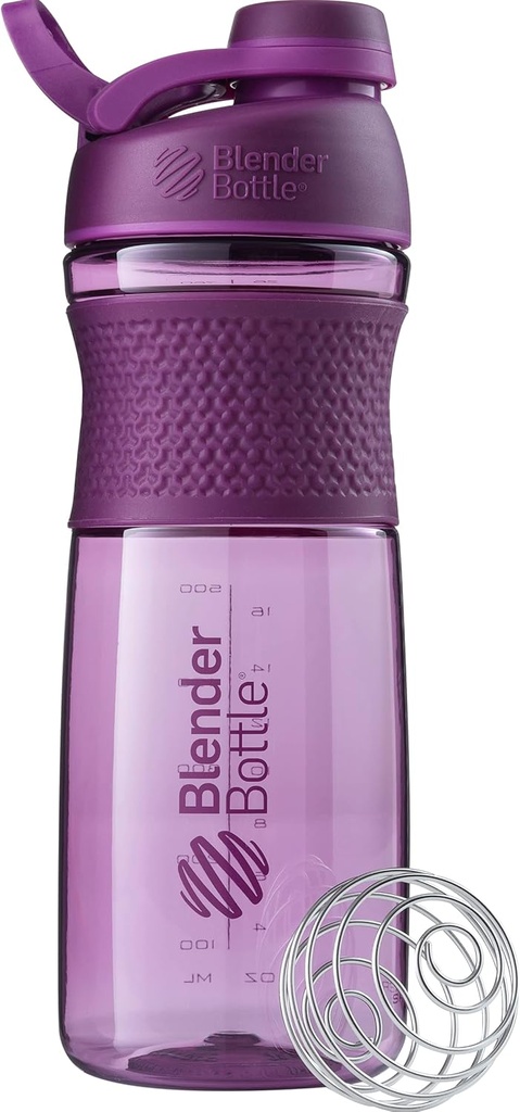 BlenderBottle SportMixer Shaker Sticla Perfect pentru Shake-uri de proteine și Pre Workout, 28-Ounce, Plum