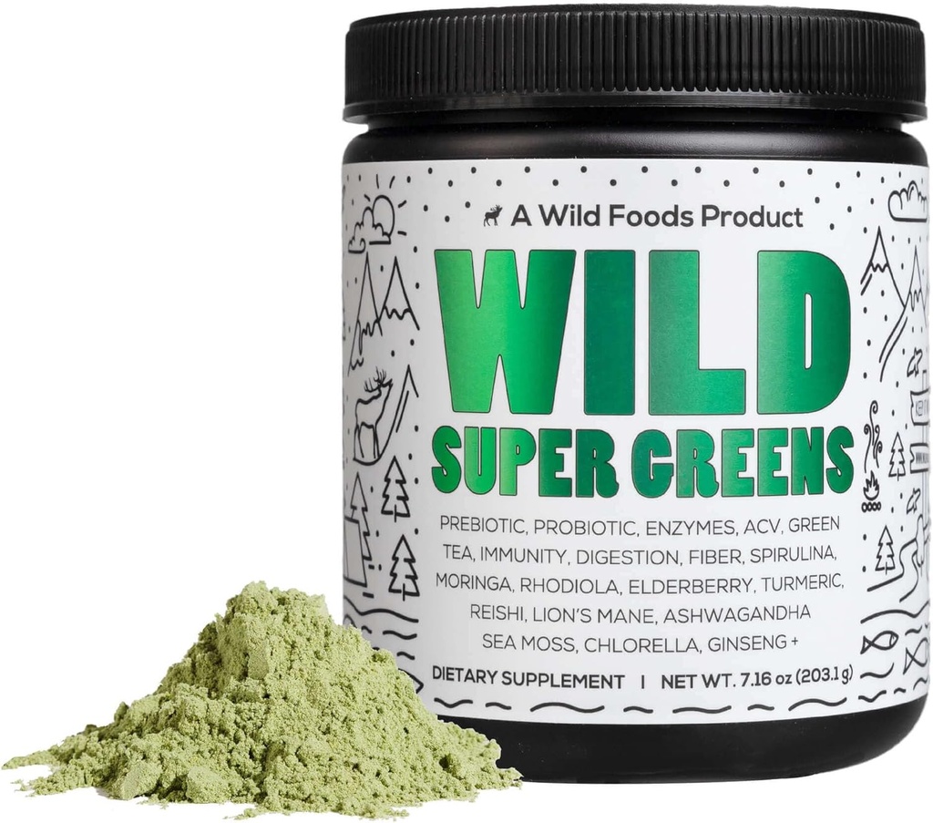 Produse alimentare crude Super Verzi pulbere zilnic suc băutură cu probiotice și Enzime Digestive Blend - Whole Food Sourced, 46 plante-Based Nutrients, Non-GMO, Spirulina, Chlorella, Wheatgrass (30 Servings)