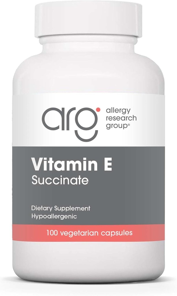 Grupul de cercetare pentru alergii Vitamina E Suplimentul pentru succinat - pentru bărbaţi şi femei, 400 UI D- Alpha- Tocoferil, Antioxidant, Capsule vegetariene - 100 Conte