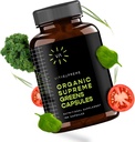Organic Super Greens Superfood Capsule, Supliment nutritional pentru Sanatate Gut, Suport Immune, Digestie, Energie, si More (Non-GMO, Keto, Vegan) 180 capsule, 1 ambalaj