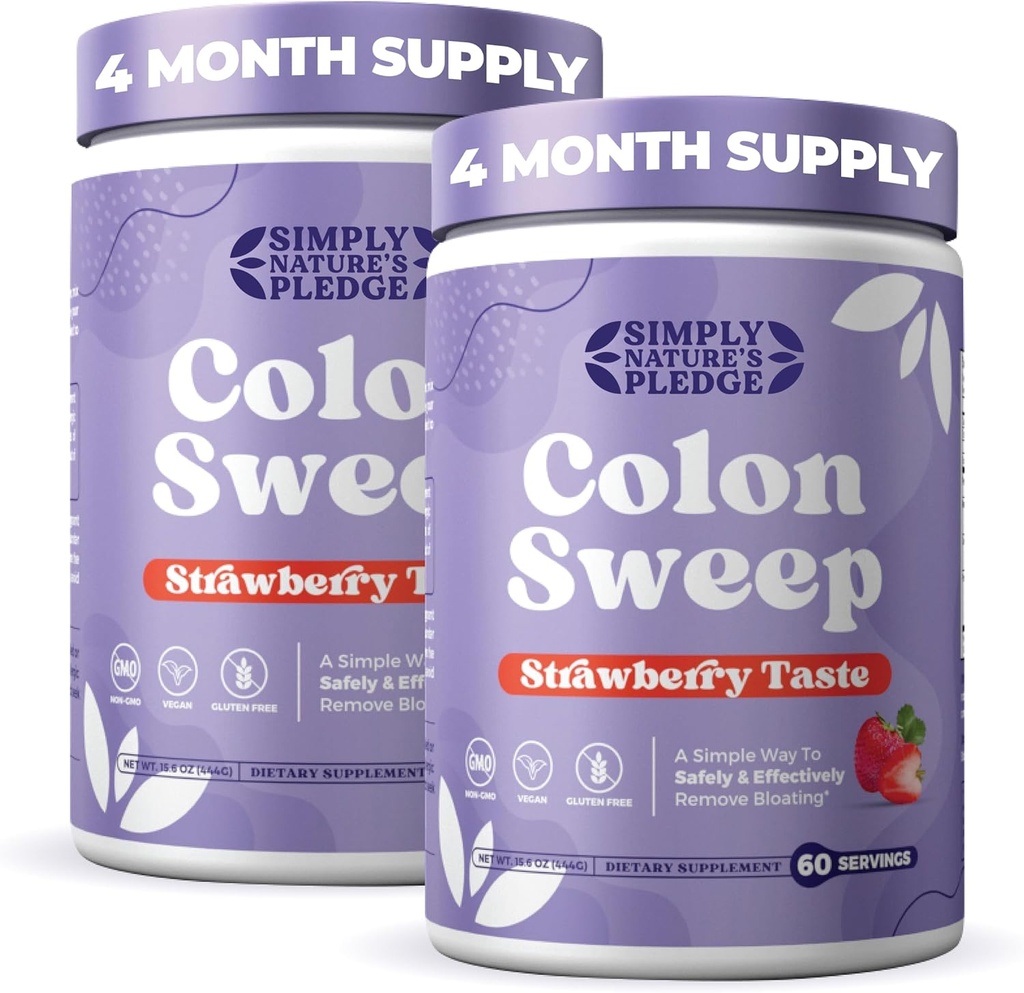 ColonSweep Psyllium Husk Powder Colon Cleanser - Vegan, Gluten Free Fiber Supplement - Seif Colon Curățare pentru constipație Relief, Bloating Relief & Gut Health -16 OZ (60 Servings) - 2 Pack