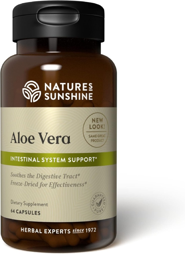 Natura lui Sunshine Aloe Vera Freeze uscate, 64 capsule 