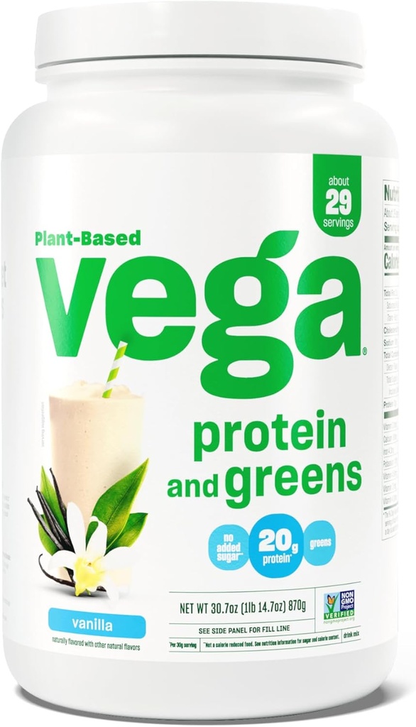 Vega Proteina si Verdes Proteine Pulbere, Vanilie - 20g Plant Pe bază de proteine Plus Veggies, Vegan, Non OMG-uri, Pea Proteina pentru Femei si Barbati, 1.9lbs