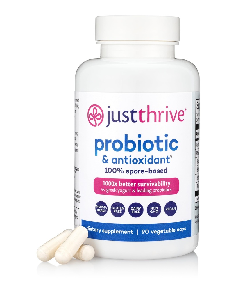 Doar Thrive Probiotic & Antioxidant Supliment - 100% Spore-Based Digestive și suport imunitar - Gluten gratuit, 90 Caps