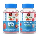 Vitamina B12 pentru copii + Fibră preciotică Copii, Gume Bundle - Tasting mare, Supliment de vitamine, Gluten gratuit, OMG gratuit, Guma de mestecat
