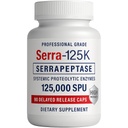 Serra-125k Serrapeptase 125.000 SPU, 90 capsule Vegane, eliberare întârziată, enzime sistemice, susţine sineuze sănătoase şi un sistem imunitar sănătos, non-OMG şi toate-naturale