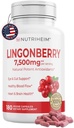Lingonberry pulbere 7500 mg pentru tract urinar, circulatia sangelui, sanatatea stomacului, sanatatea ochilor, suport antioxidant - Pur 5:1 Raport & 180 Capsule vegetale - non-GMO, gluten-free, Vegan-Frie Supliment