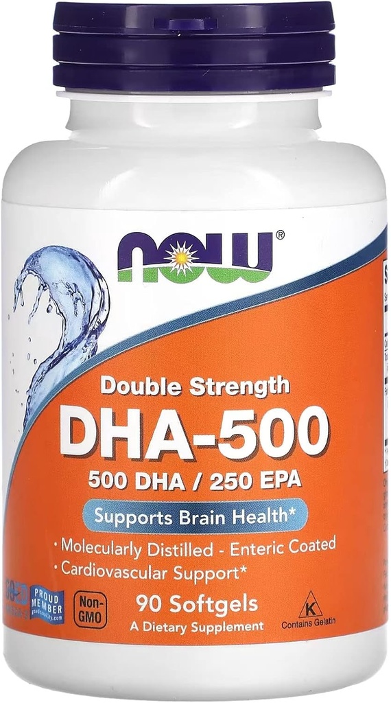 ACUM alimente Suplimente, DHA-500 cu 250 EPA, distilat molecular, susține sănătatea creierului*, 90 Softgels