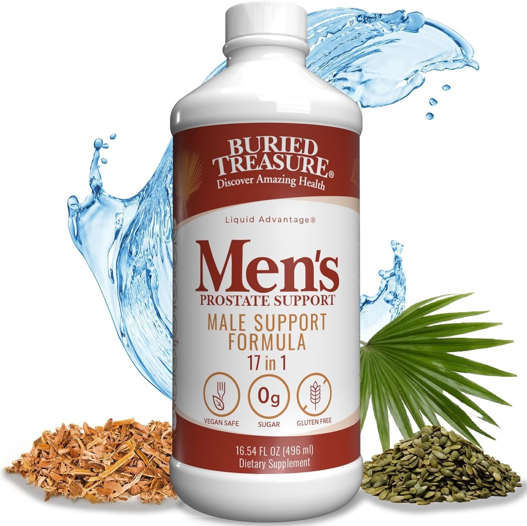 Comoara îngropată: Prostata masculină completă - Natural Herbal Formula Supliment w/ Saw Palmetto, Pygeum Bark, & Stine Nettles pentru a sprijini funcția urinară sănătoasă și prostată - 16 oz