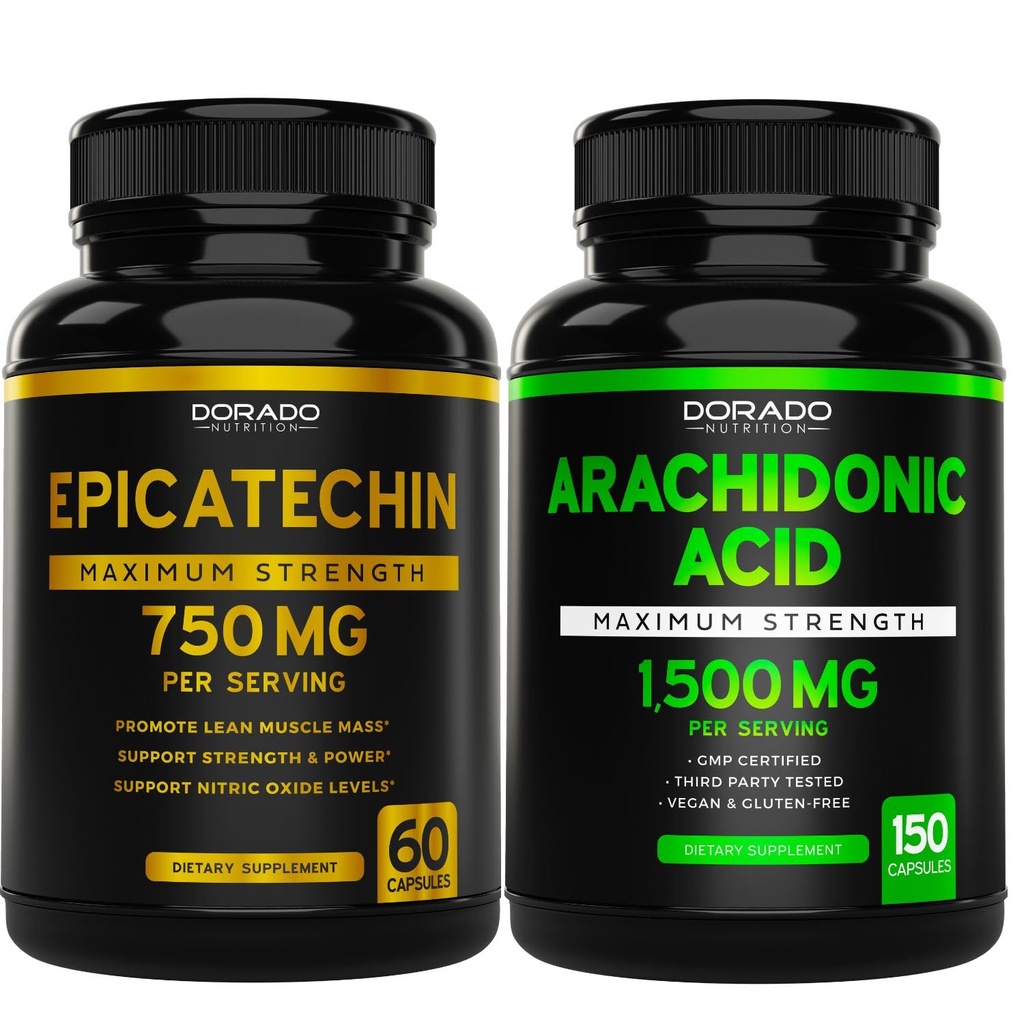 DORADO NUTRIŢIE Extract de epicatechin 750 mg per servire - (120 capsule) şi Supliment de acid arachidonic 1500 mg (150 capsule)