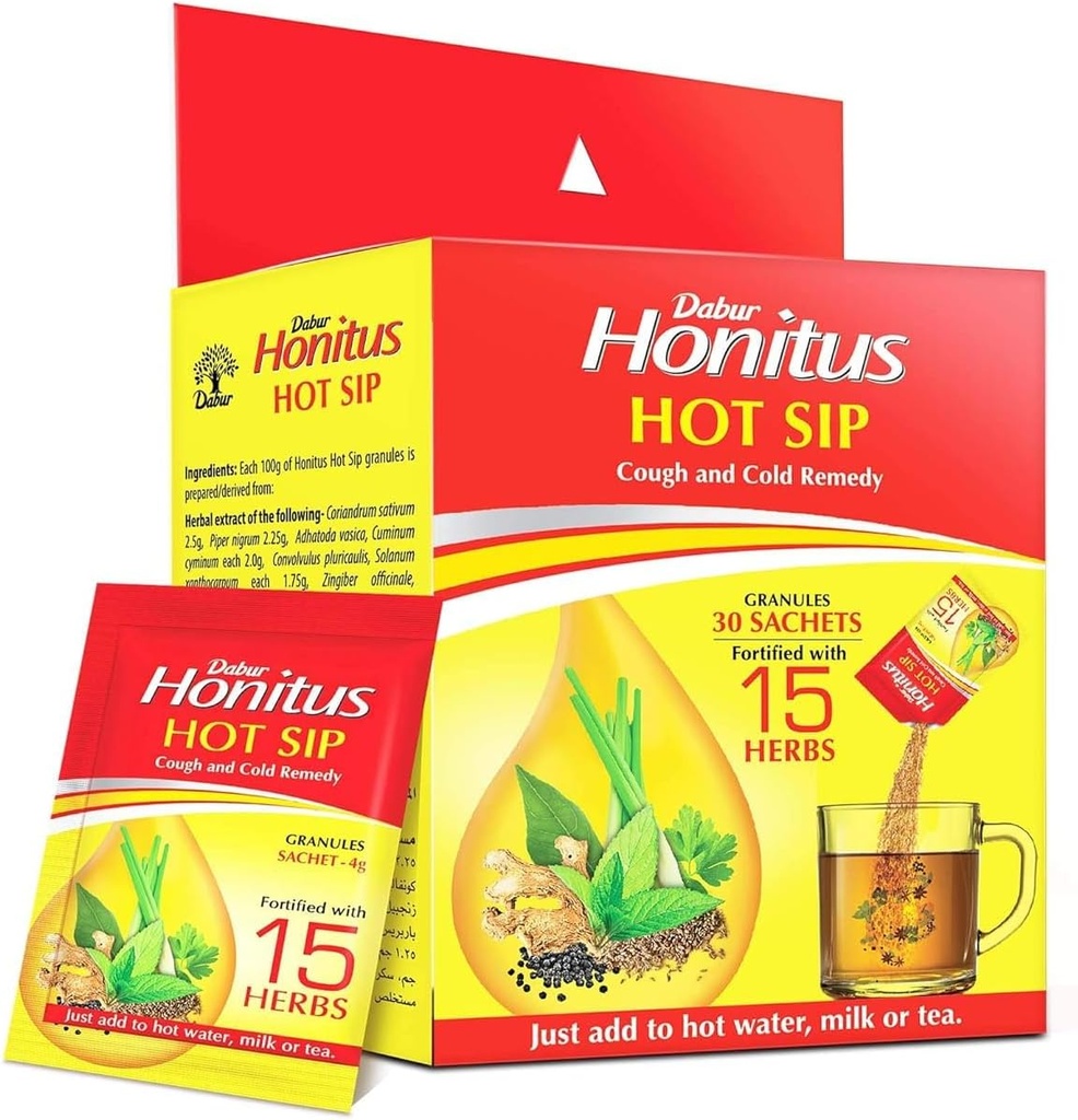 OTAA Honitus Hot Sip, medicamente, 30 Sachete (4g x 30), Ayurvedic Kadha, Relief instant de tuse, rece, Sore gât, Imunitate Naturală Booster, Unique Blend de 15 Herbs Pack de 15
