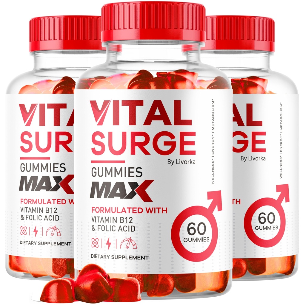 3 ambalaj) Vital Surge - Vital Surge for Men Gummies, Vital Vita Surge Maximal Putere 1050 MG, VitalSurge Supplement Supplement Supplement Gummy Advanced Formula, Premium Vitamin Gomitas (180 Gummes)