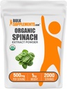 BulkSupplements.com Extract organic de Spanac pulbere - Organic Spanac pulbere din extract de frunze, Supliment vegetal - Gluten gratuit, 500 mg pe servire, 1kg (2,2 lbs) (Pachet de 1)